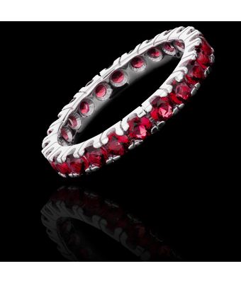 Anel Riviera Zircônia Rubi 3mm Prata 925 (tod... - MANTOAN LOJA