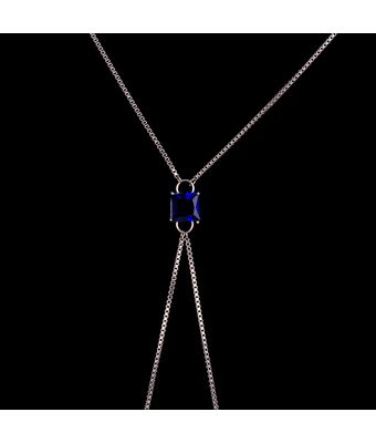 Body Chain Zircônia Safira 10x10mm Aço Inox N... - MANTOAN LOJA