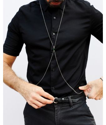 Body Chain Zircônia Esmeralda Zamak Níquel - MANTOAN LOJA