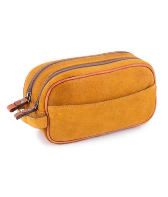 Necessaire Couro Legítimo Camurça Mostarda NC... - MANTOAN LOJA