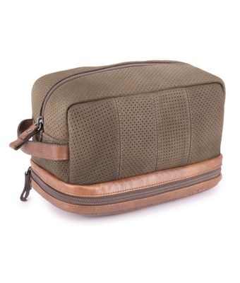Necessaire Couro Legítimo Nobuck Café NC109 - MANTOAN LOJA
