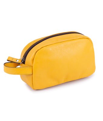 Necessaire Couro Legítimo Amarelo NC112 - MANTOAN LOJA