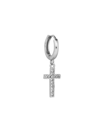 Brinco Cruz com Zircônia Incolor Semijoia RB ... - MANTOAN LOJA