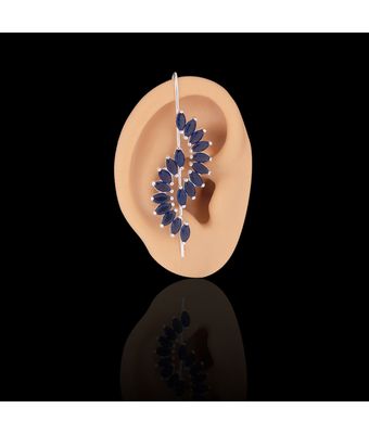 Ear Cuff Navete Zircônia Azul Safira Prata 92... - MANTOAN LOJA