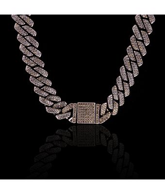 Colar Corrente Strass 15mm Zamak Grafite - MANTOAN LOJA