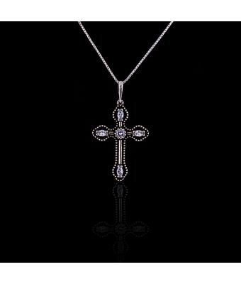 Colar Cruz Zircônia Incolor Prata 925 - MANTOAN LOJA