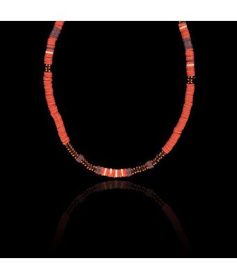Colar Mini Discos Silicone Terracota Prata 92 - MANTOAN LOJA