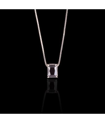 Colar Zircônia Preta 6x9mm Prata 925 - MANTOAN LOJA