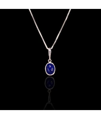 Colar Pedra Natural Lápis Lazuli 10x7mm Prata... - MANTOAN LOJA