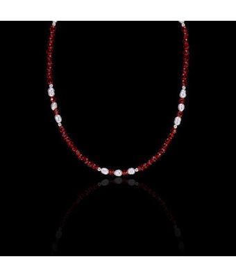 Conjunto Pedra Natural Espinélio Vermelho/Pér... - MANTOAN LOJA