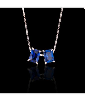 Escapulário Zircônias Azuis 6x8mm Prata 925 - MANTOAN LOJA