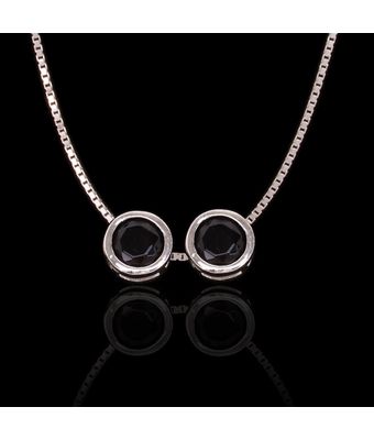 Escapulário Zircônia Circular Preto Prata 925... - MANTOAN LOJA