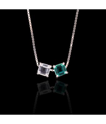 Escapulário Zircônia Incolor/Turmalina 6mm Pr... - MANTOAN LOJA