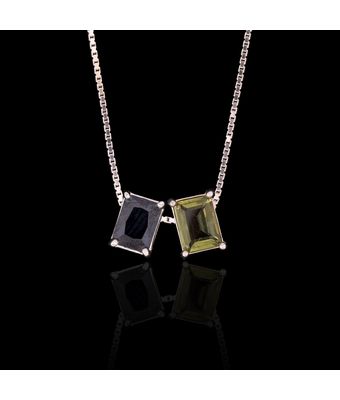 Escapulário Zircônias Preto/Musgo 6x9mm Prata... - MANTOAN LOJA
