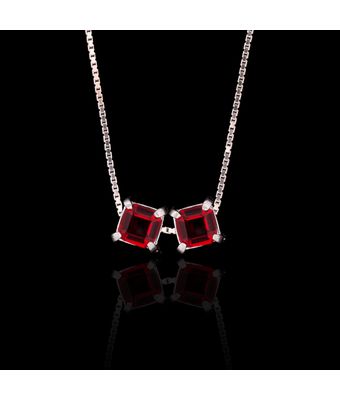 Escapulário Zircônia Rubi 6 mm Prata 925 - MANTOAN LOJA