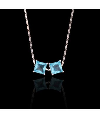 Escapulário Zircônia Turquesa 6 mm Prata 925 - MANTOAN LOJA