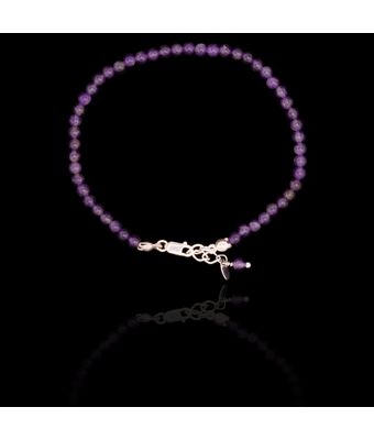Pulseira Pedra Natural Ametista Prata 925 - MANTOAN LOJA
