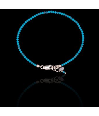 Pulseira Pedra Natural Turquesa Escura Prata ... - MANTOAN LOJA