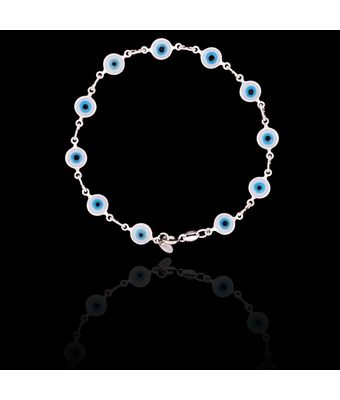 Pulseira Olho Grego Branca Prata 925 - MANTOAN LOJA