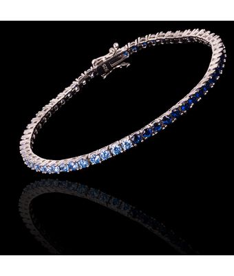 Pulseira Riviera Zircônia Bicolor Azul Topázi... - MANTOAN LOJA
