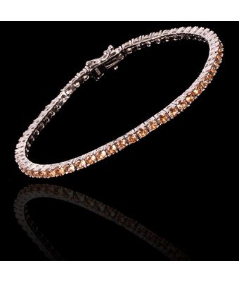 Pulseira Riviera Zircônia Champagne 3mm Prata... - MANTOAN LOJA