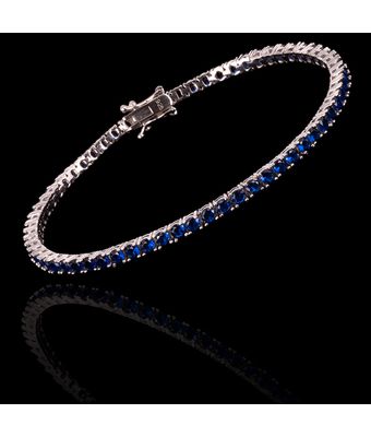 Pulseira Riviera Zircônia Azul Safira 3mm Pra... - MANTOAN LOJA