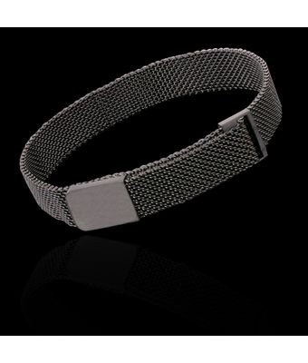 Pulseira Magnética Malha Flexível Aço Inox Preto - MANTOAN LOJA