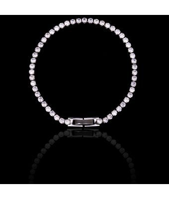 Pulseira Riviera Incolor 3mm Aço Inox Níquel ... - MANTOAN LOJA
