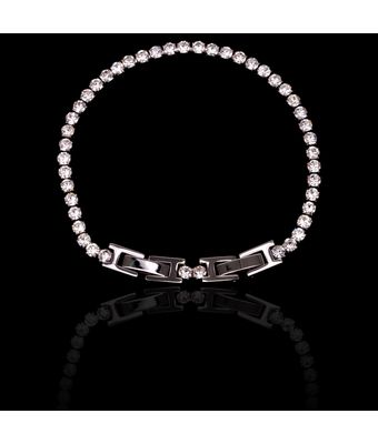 Pulseira Riviera Incolor 3mm Aço Inox Níquel ... - MANTOAN LOJA