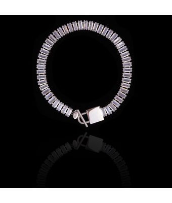 Pulseira Zircônia Incolor Aço Inox Prateada - MANTOAN LOJA