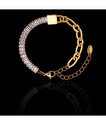 Pulseira Zircônia Incolor com Corrente Aço In... - MANTOAN LOJA