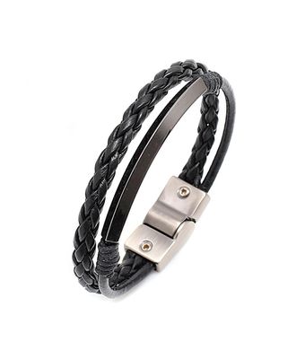 Pulseira Mp011 Couro Preto - MANTOAN LOJA