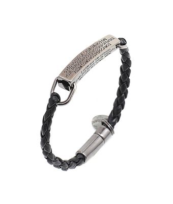 Pulseira Pai Nosso Mp189 Couro Preto - MANTOAN LOJA