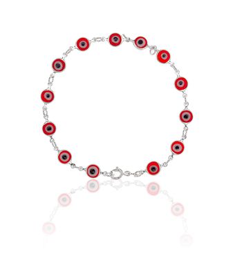 Pulseira Olho Grego Vermelho Prata 925 - MANTOAN LOJA