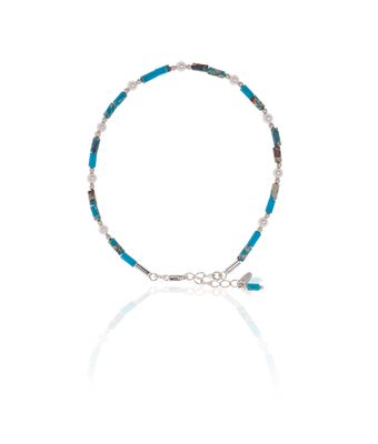 Pulseira Pedra Natural Jasper Azul Prata 925 - MANTOAN LOJA