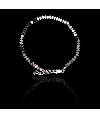 Pulseira Pedra Natural Hematita Losango Prata... - MANTOAN LOJA