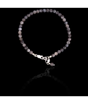Pulseira Pedra Natural Esfera Labradorita Pra... - MANTOAN LOJA