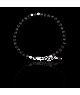 Pulseira Pedra Natural Lava Vulcânica com bol... - MANTOAN LOJA