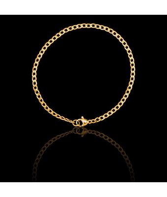 Pulseira Groumet 3mm Aço Inox Dourado - MANTOAN LOJA