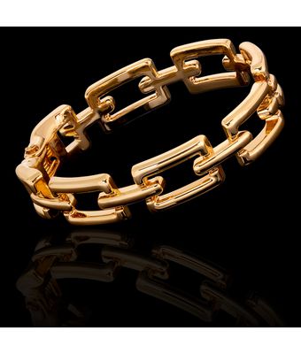Bracelete Elos Quadrados Zamac Dourado - MANTOAN LOJA