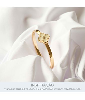 Bracelete Trevo Zamac Dourado Resina Nude - MANTOAN LOJA