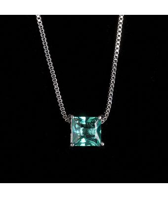 Colar Zircônia Turmalina 6x6mm Aço Inox Níque... - MANTOAN LOJA