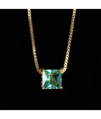 Colar Zircônia Turmalina 6x6mm Semijoia Ouro - MANTOAN LOJA