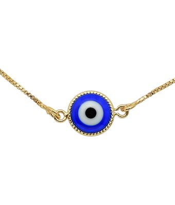  Pulseira Olho Grego Solitário Semijoia Ouro - MANTOAN LOJA