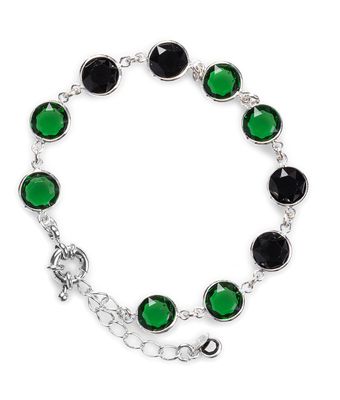 Pulseira Zircônias Circulares Turmalina + Pre... - MANTOAN LOJA