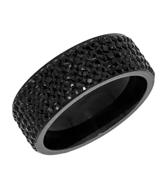 Anel Cravejado Preto 5 Fileiras 8mm Aço Inox ... - MANTOAN LOJA