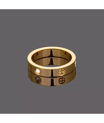 Anel Ponto de Luz Aço Inox Dourado - MANTOAN LOJA