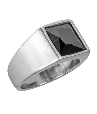 Anel Zircônia Preta 11x11mm Aço Inox Escovado... - MANTOAN LOJA