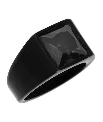 Anel Preto Zircônia Preta 11x11mm Aço Inox - MANTOAN LOJA
