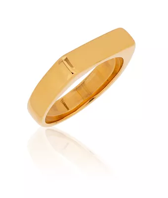 Anel Sinete 15x4mm Aço Inox Dourado - MANTOAN LOJA